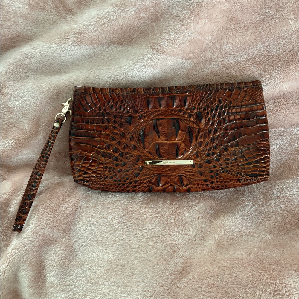 Brahmin Tan Crocodile Embossed Wristlet